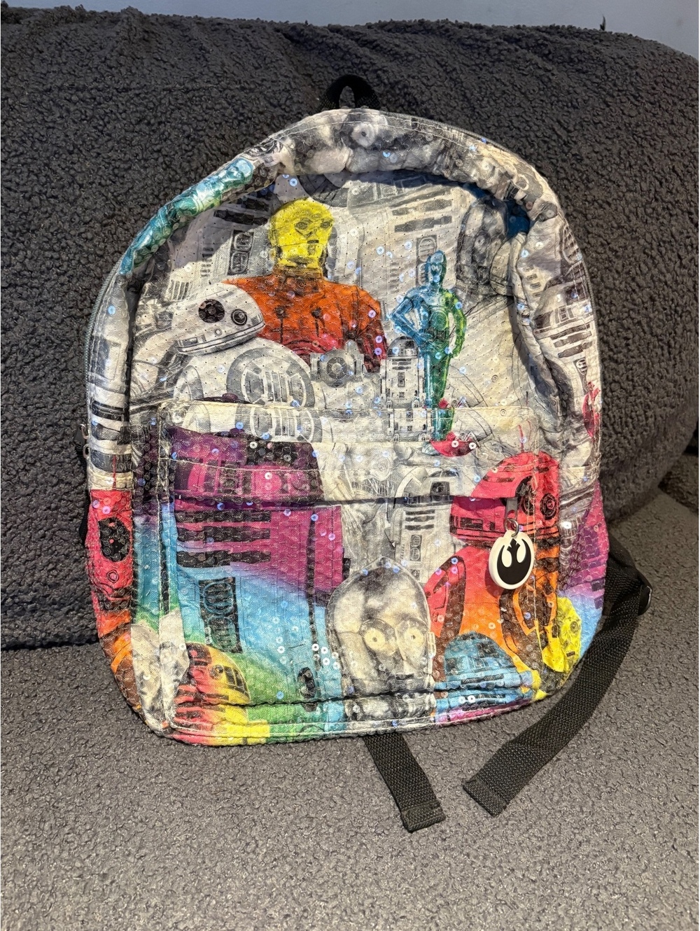 Star Wars Themed Colorful Backpack with Character Print